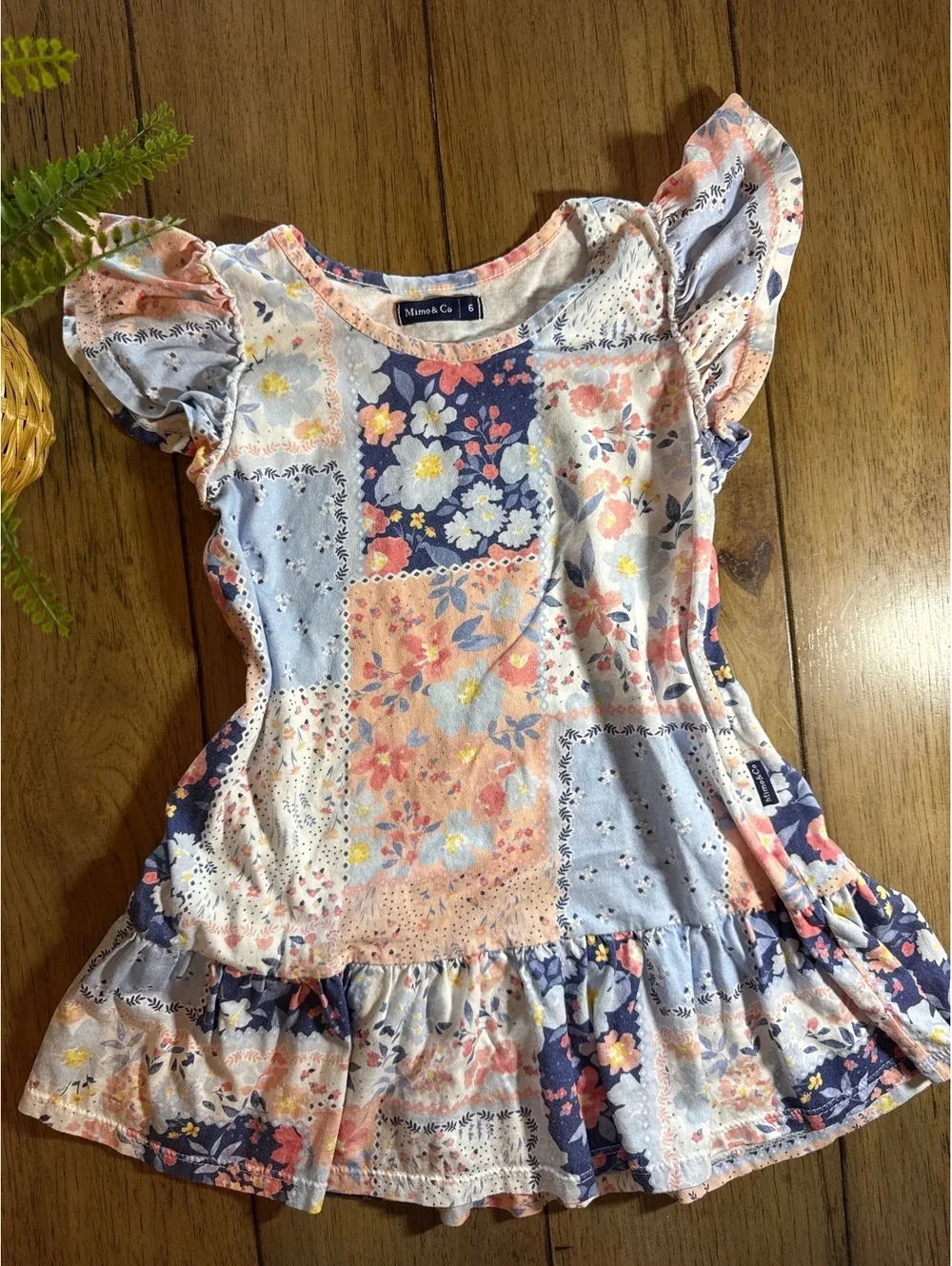 Mimo & Co Girls Patchwork Floral Dress Size 6